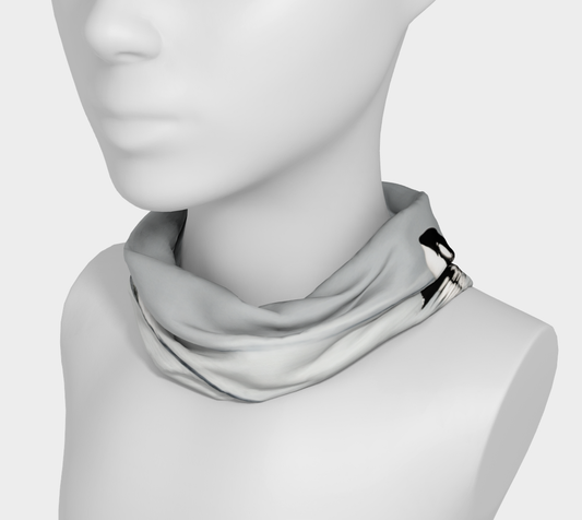 Orca spy hop headband and or neck gaiter features two orcas one in the spy hop position .