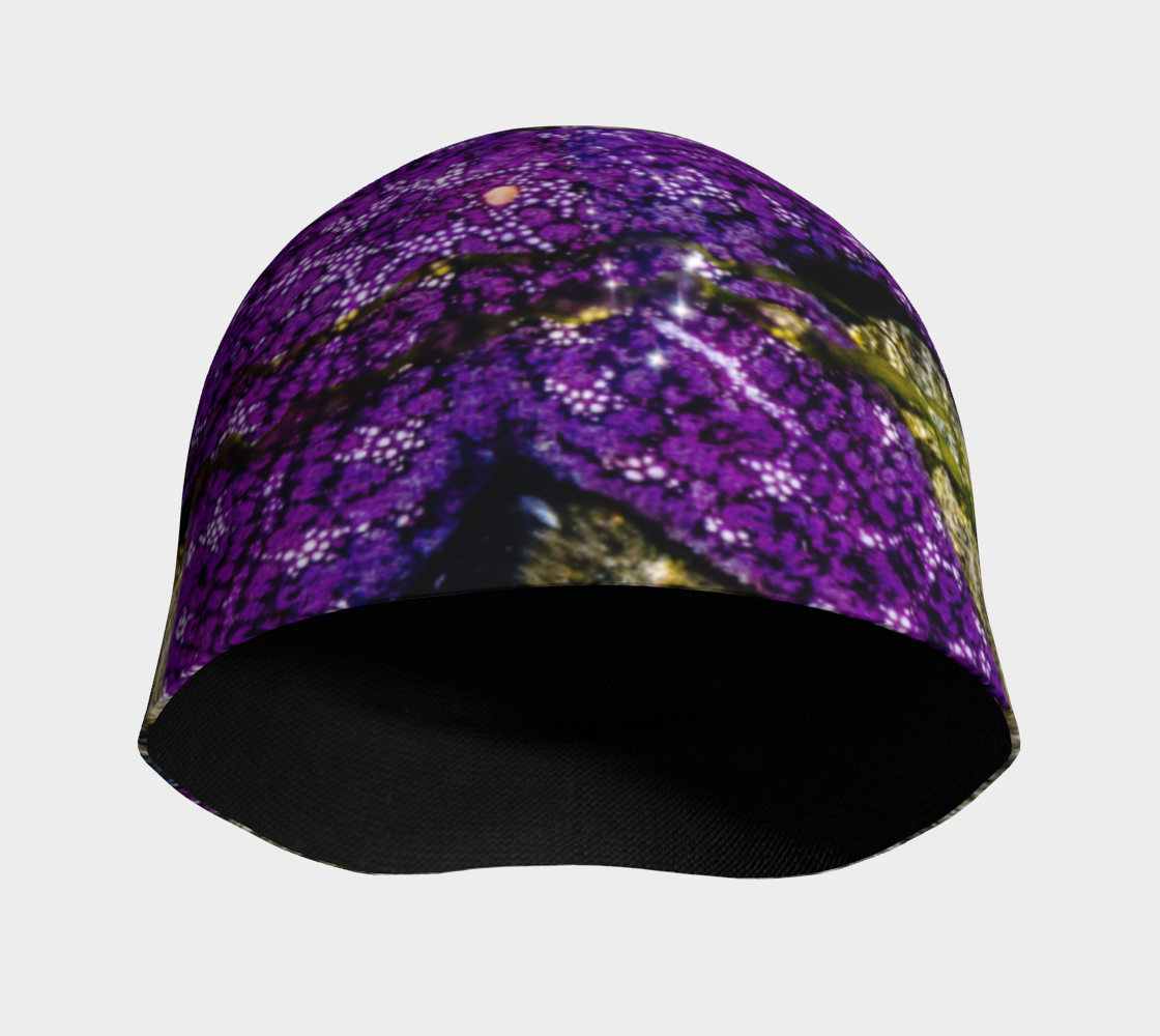 front of Image of a starfish at low tide printed on a beanie from Vancouver Island.