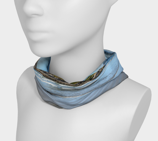 Lovekin Rock at Long Beach Tofino in the summer at low tide is featured on this headband neck gaiter.