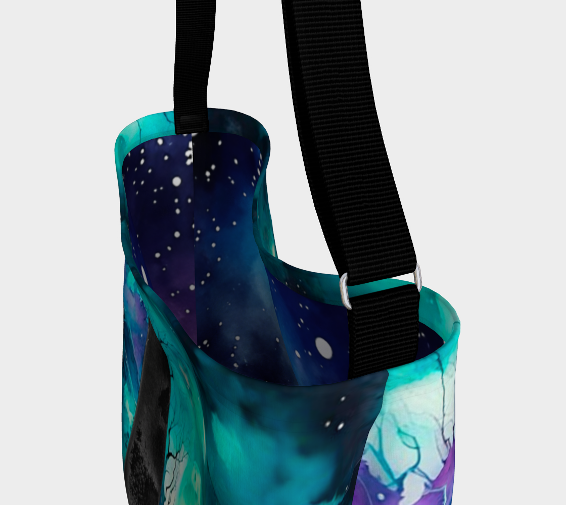 Orca Full Moon Neoprene Day Tote: Celestial Coastal Wildlife Print Bag