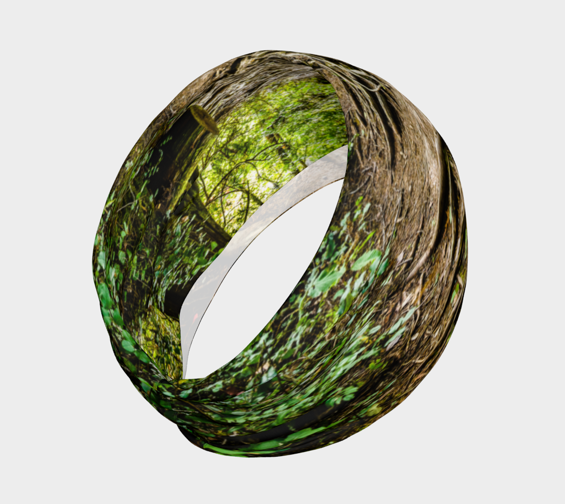 Headband and or neck gaiter with an image of Nymph Falls Trail.