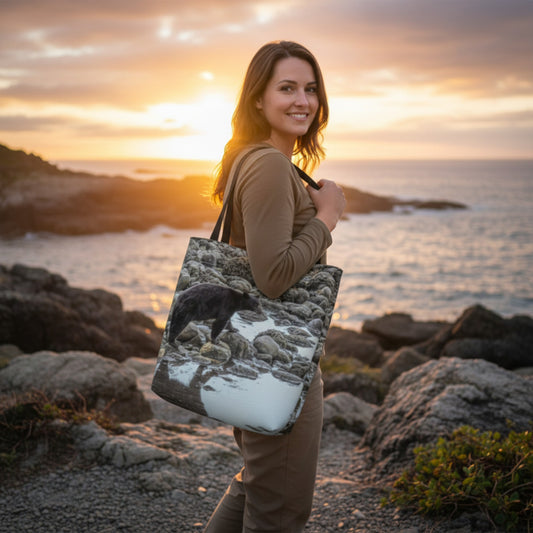 Bear Reflection Neoprene Day Tote: Serene Wildlife-Inspired Tote Bag