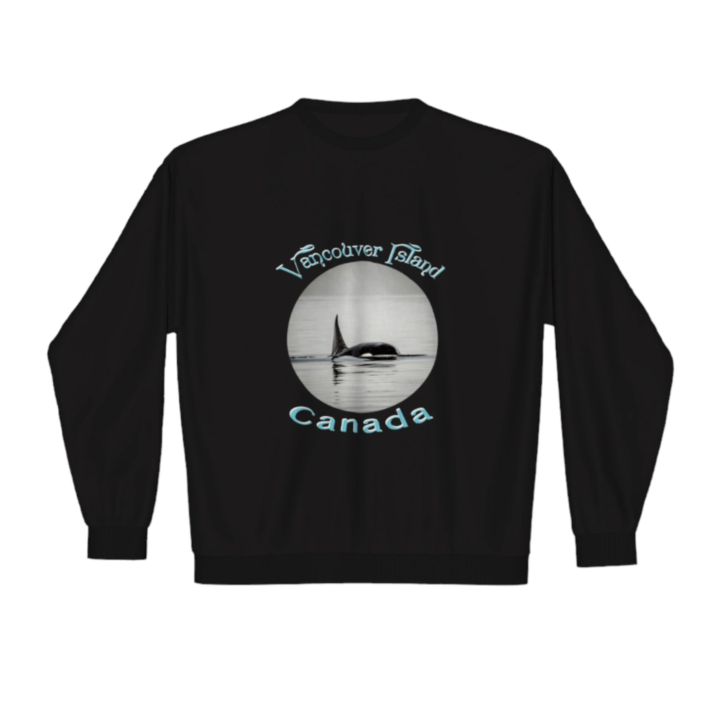 Orca Spray Vancouver Island Canada Premium Crewneck Sweatshirt. The image is of an orca exhaling while in the johnstone strait on Vancouver Island.