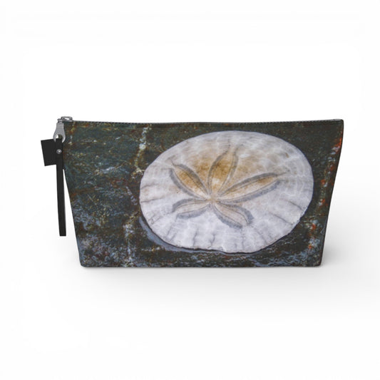 Pouch with a sand dollar design on a white background