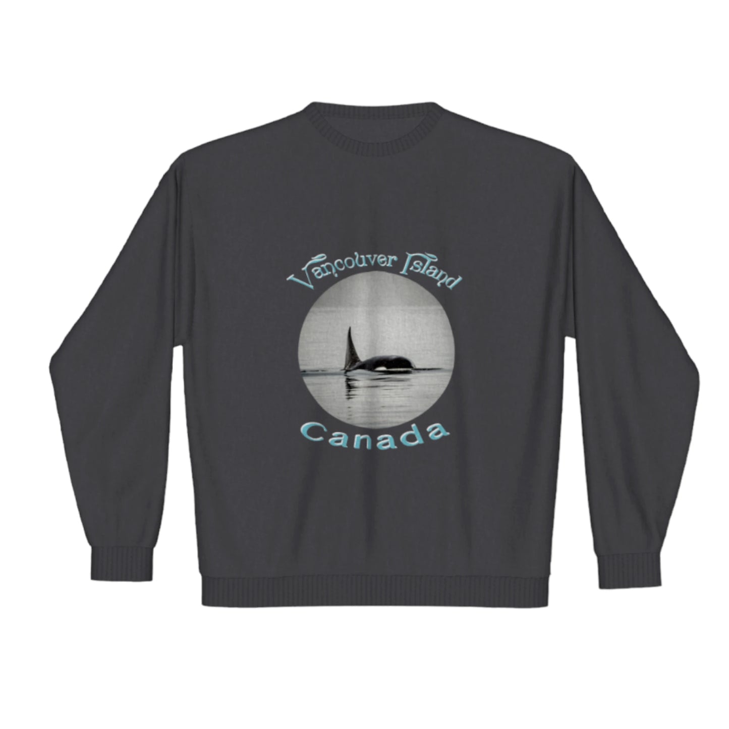 Orca Spray Vancouver Island Canada Premium Crewneck Sweatshirt. The image is of an orca exhaling while in the johnstone strait on Vancouver Island.