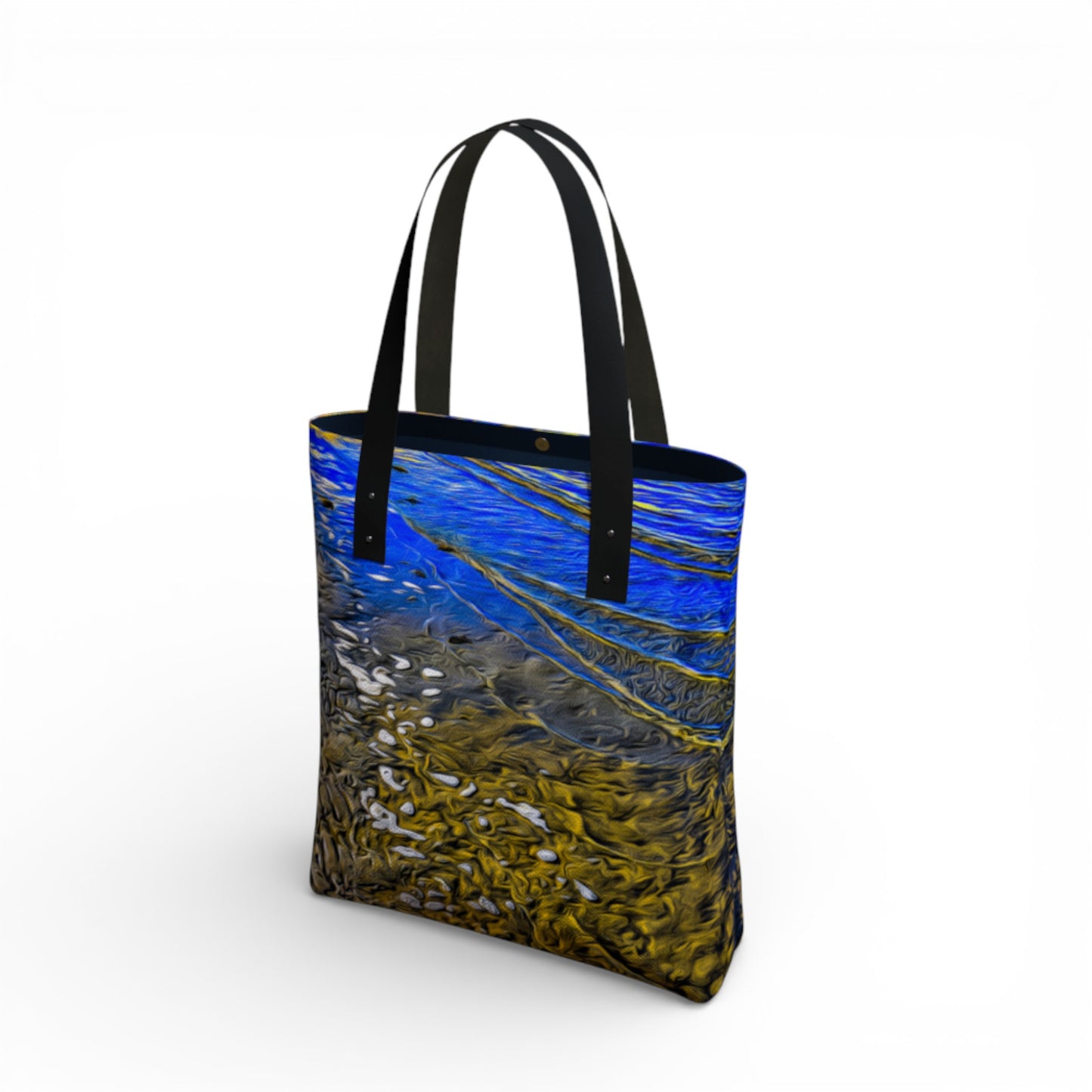 Tote bag with a abstract of low tide at the ocean.