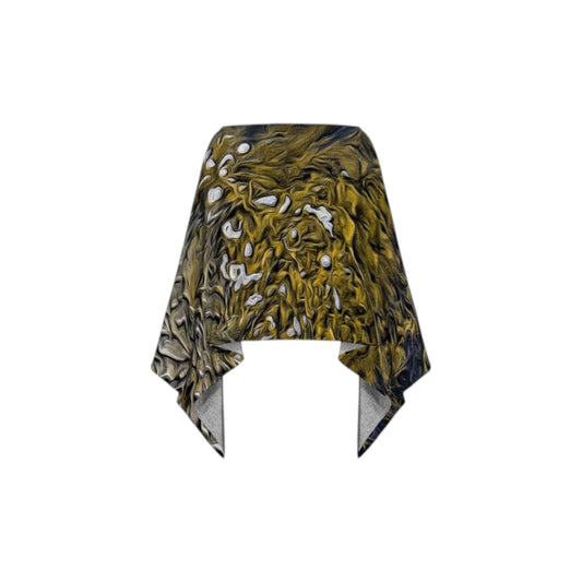 All over print poncho. Image is of the sand at low tide and the water is just over the sand. A painterly effect has been applied to the image to create an artistic look.