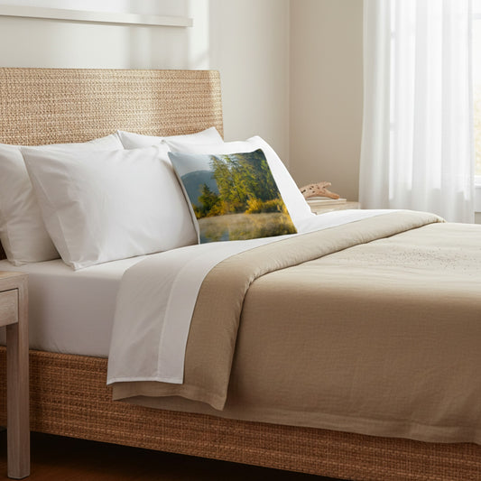 Fairy Lake Sunrise 22"x22" Throw Pillow Cover