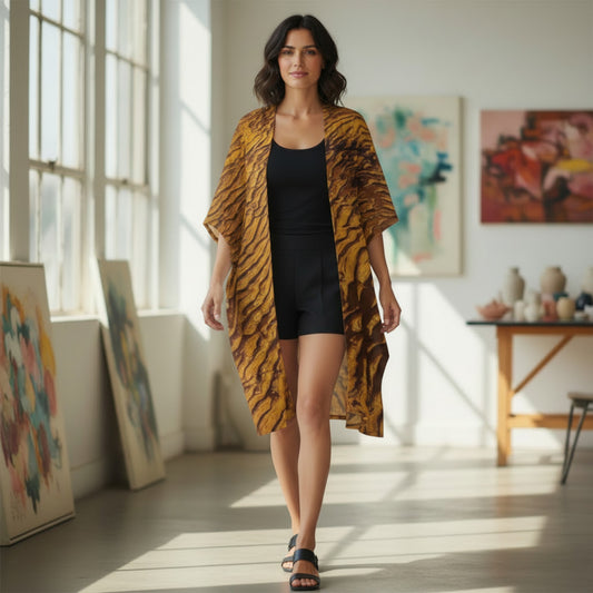 Golden Sand Short Sleeve Kimono Wrap