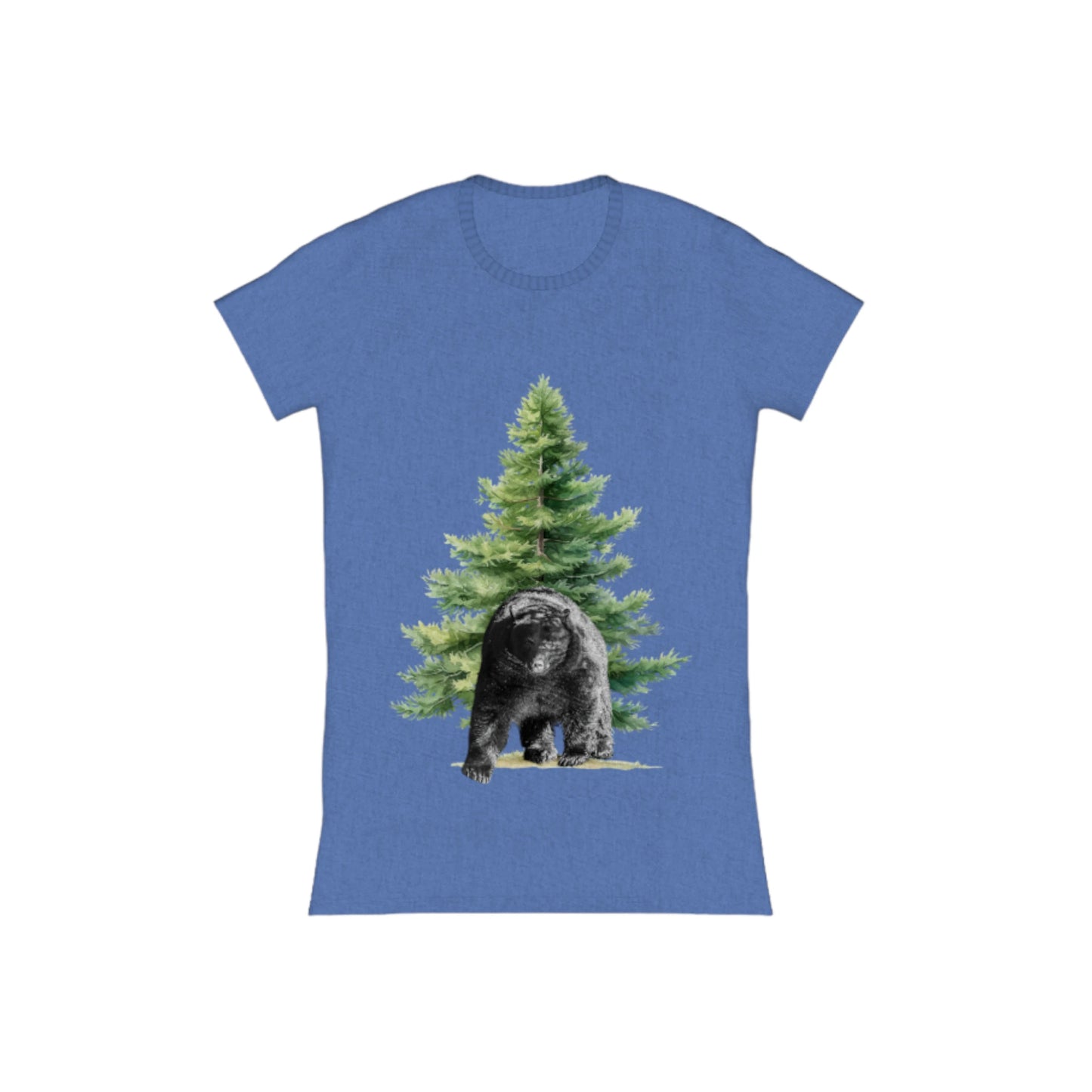 Observant Bear Comfort Slim Fit T-Shirt. The image is of a bear in front of a tree. by van isle goddess dot com