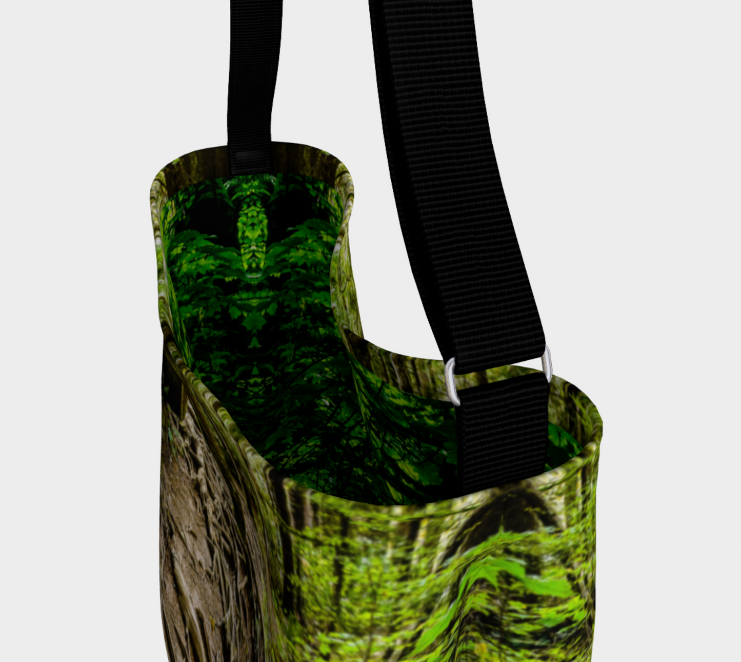 Interior Nymph Falls Trail Neoprene Day Tote: Enchanting Forest Landscape Tote Bag