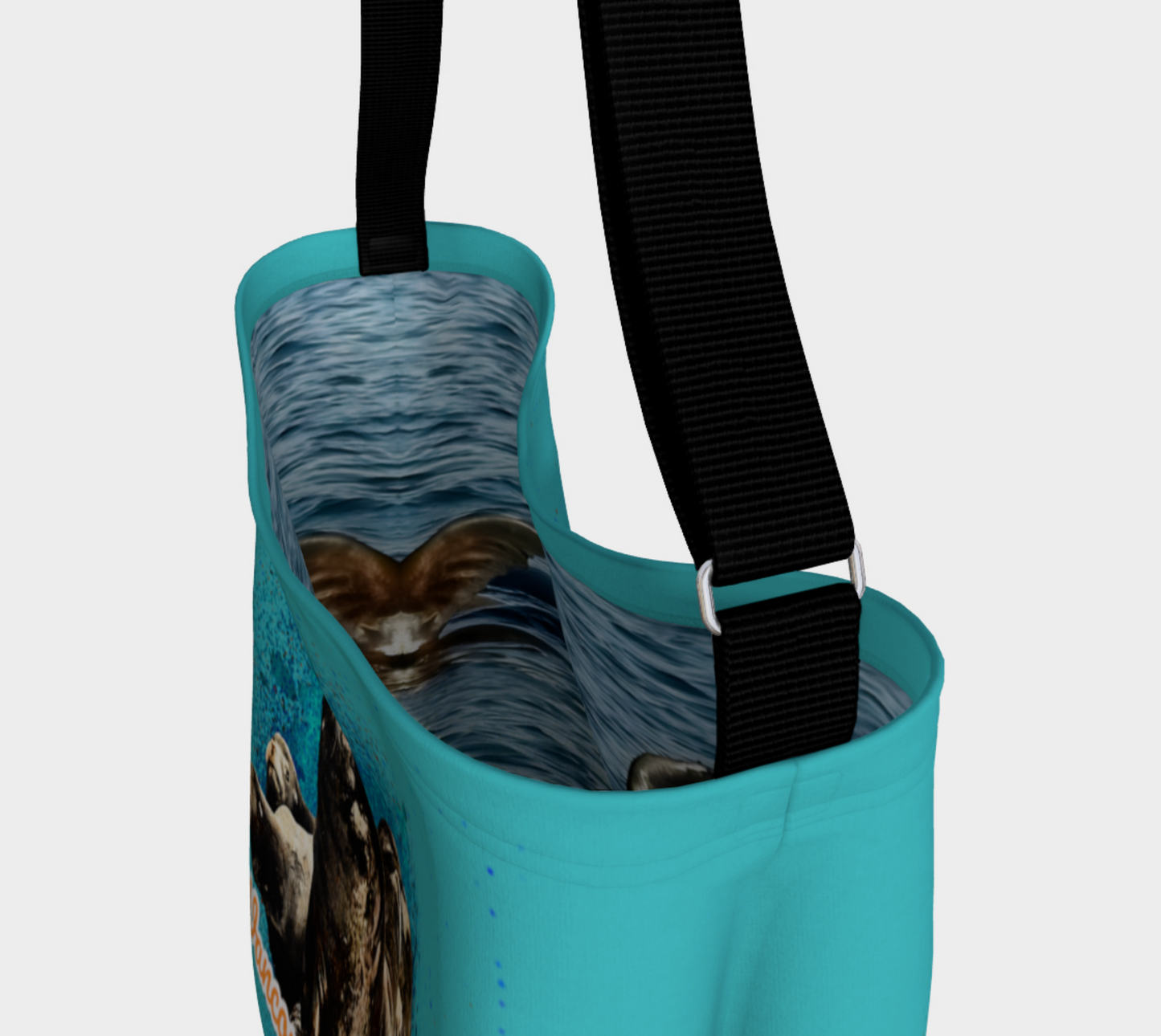 Interior view of "What's Up?" Sea Lions Vancouver Island BC Canada Neoprene Day Tote: Souvenir Wildlife Bag