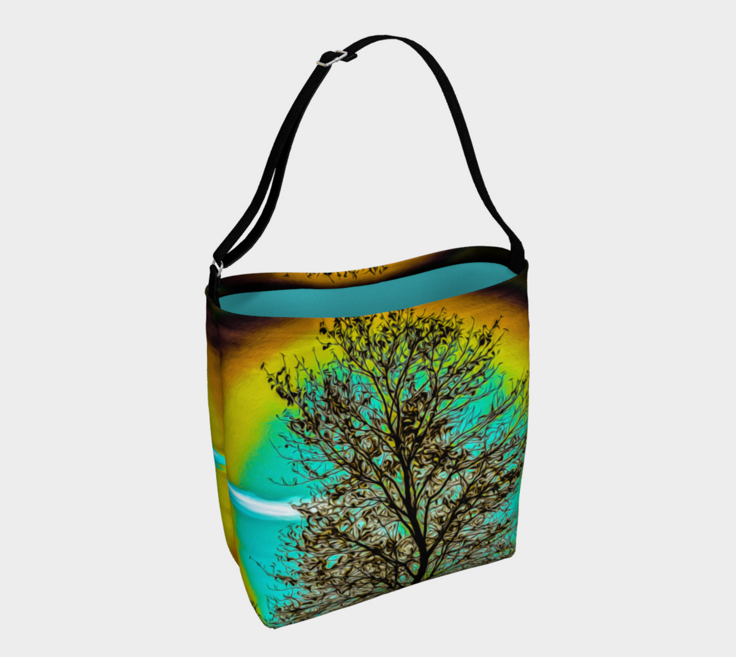 Island Tree of Life Neoprene Day Tote: Enchanting Nature-Inspired Print Bag