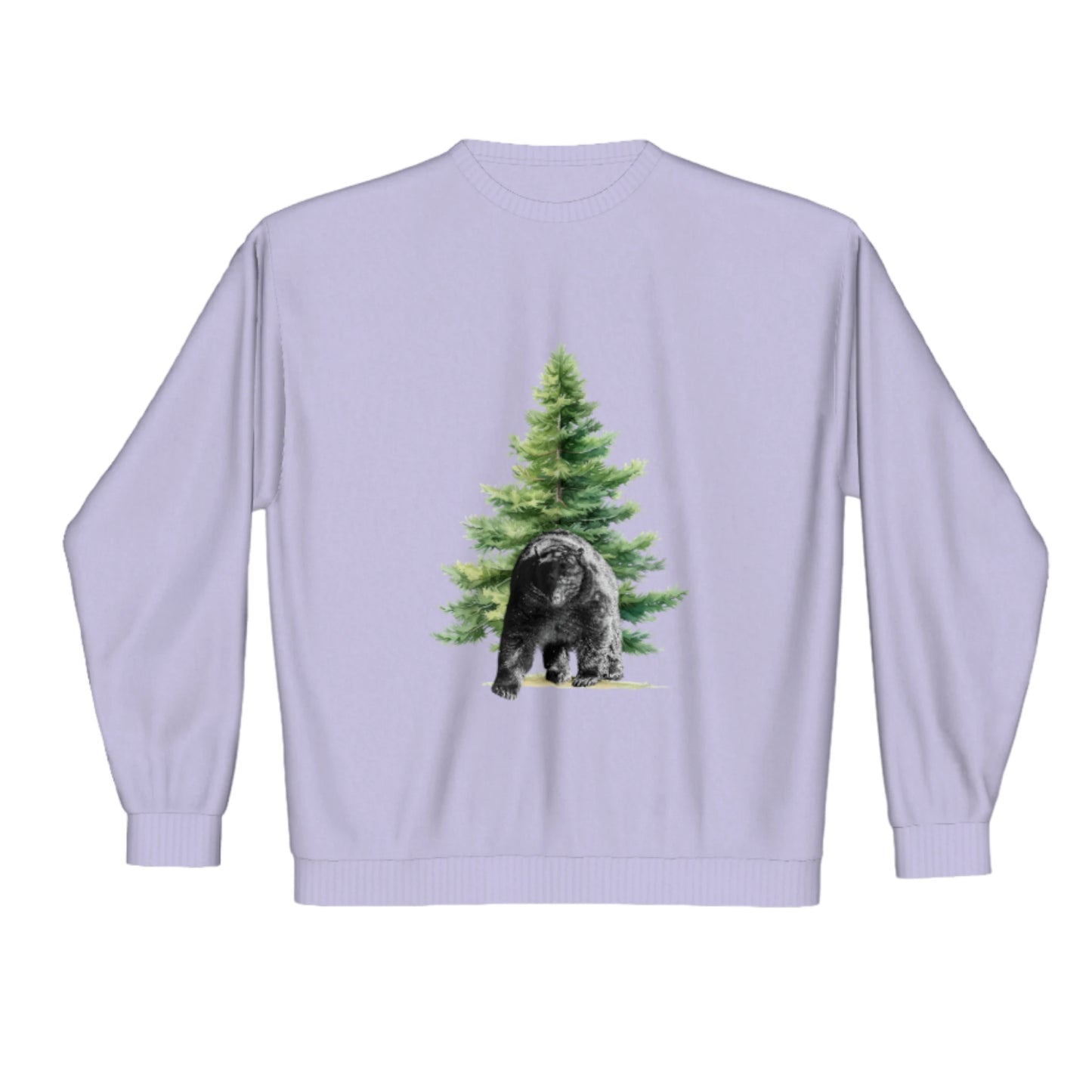Observant Bear Premium Crewneck Sweatshirt. The image is of a bear in front of a tree.