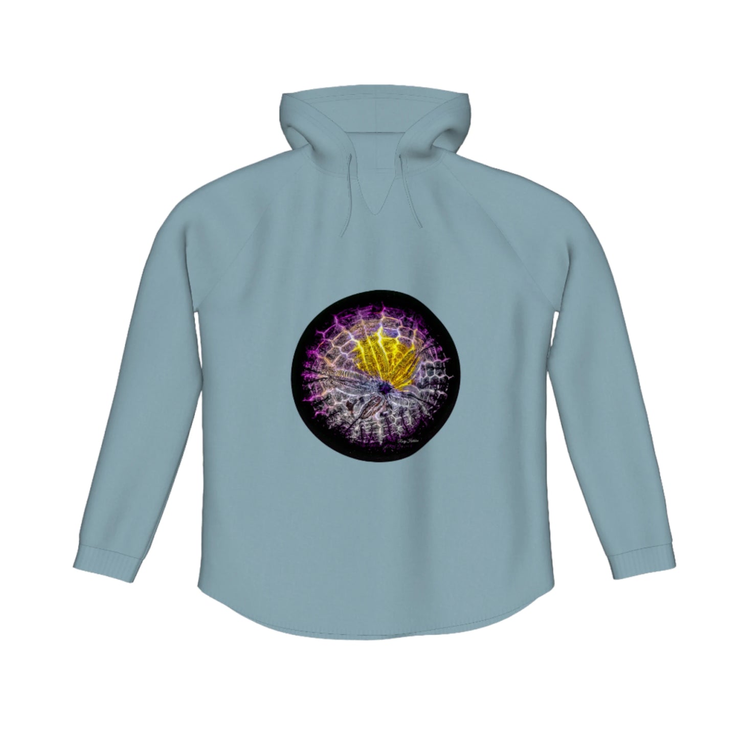 Spotlight Sand Dollar Flow Pullover Hoodie. The image is of a sand dollar.