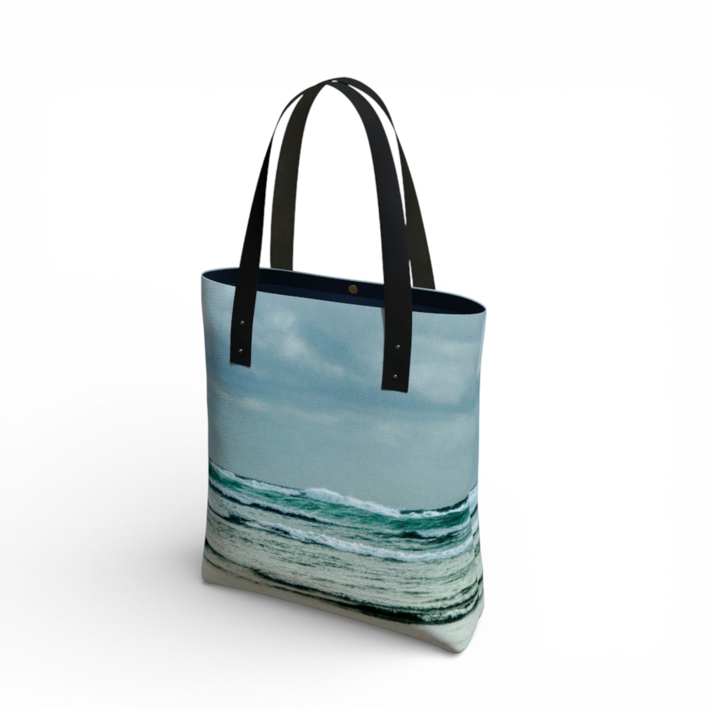 Tote bag with ocean design on a white background