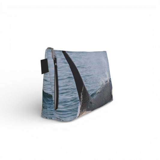 Pouch with ocean wave design on a white background