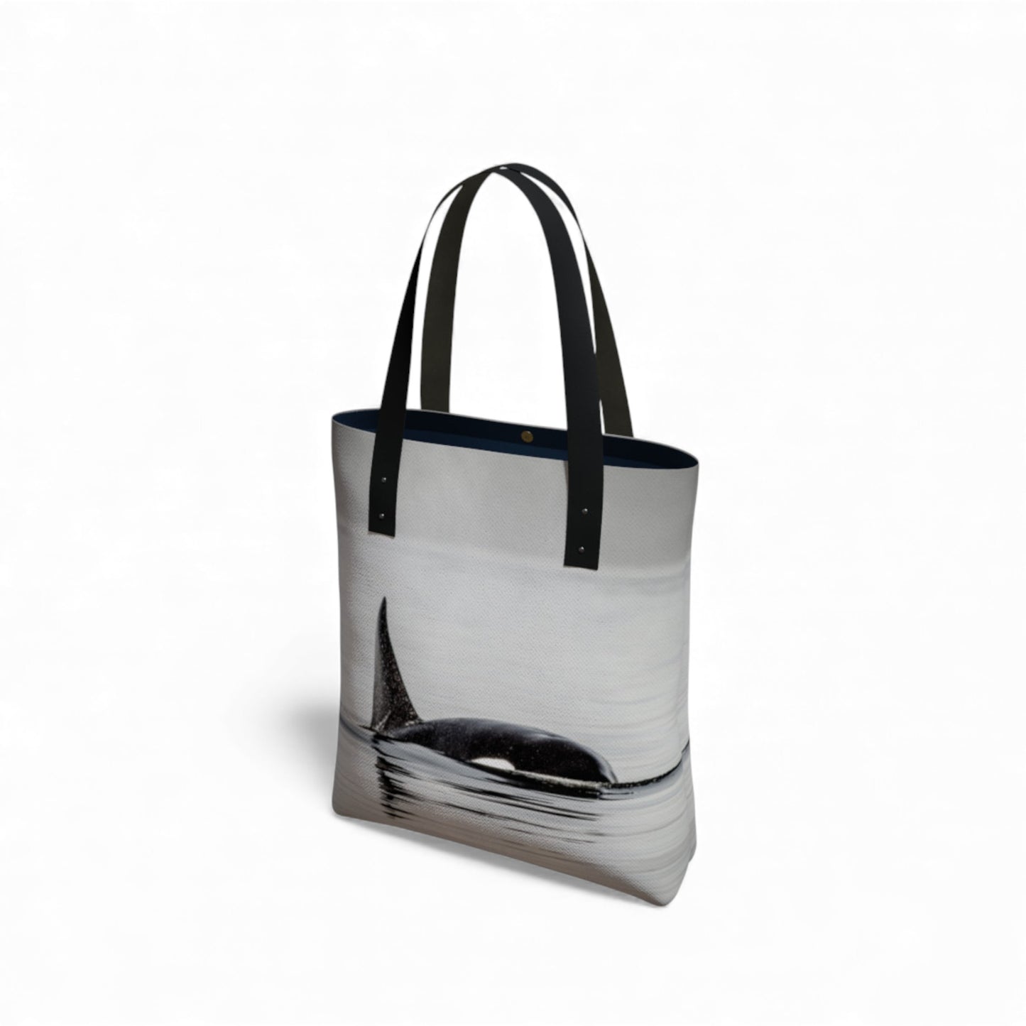 Tote bag with whale design on a white background