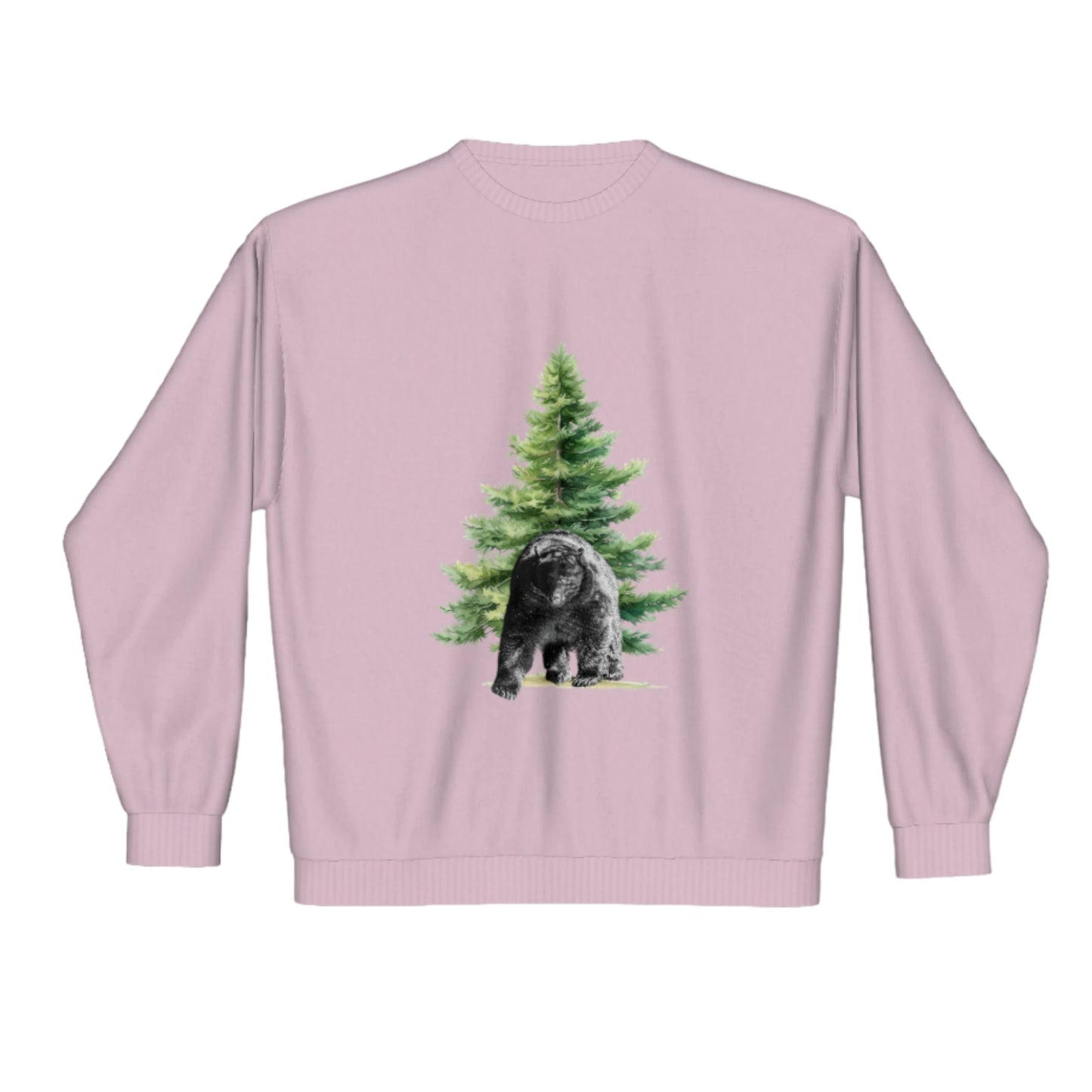 Observant Bear Premium Crewneck Sweatshirt. The image is of a bear in front of a tree.