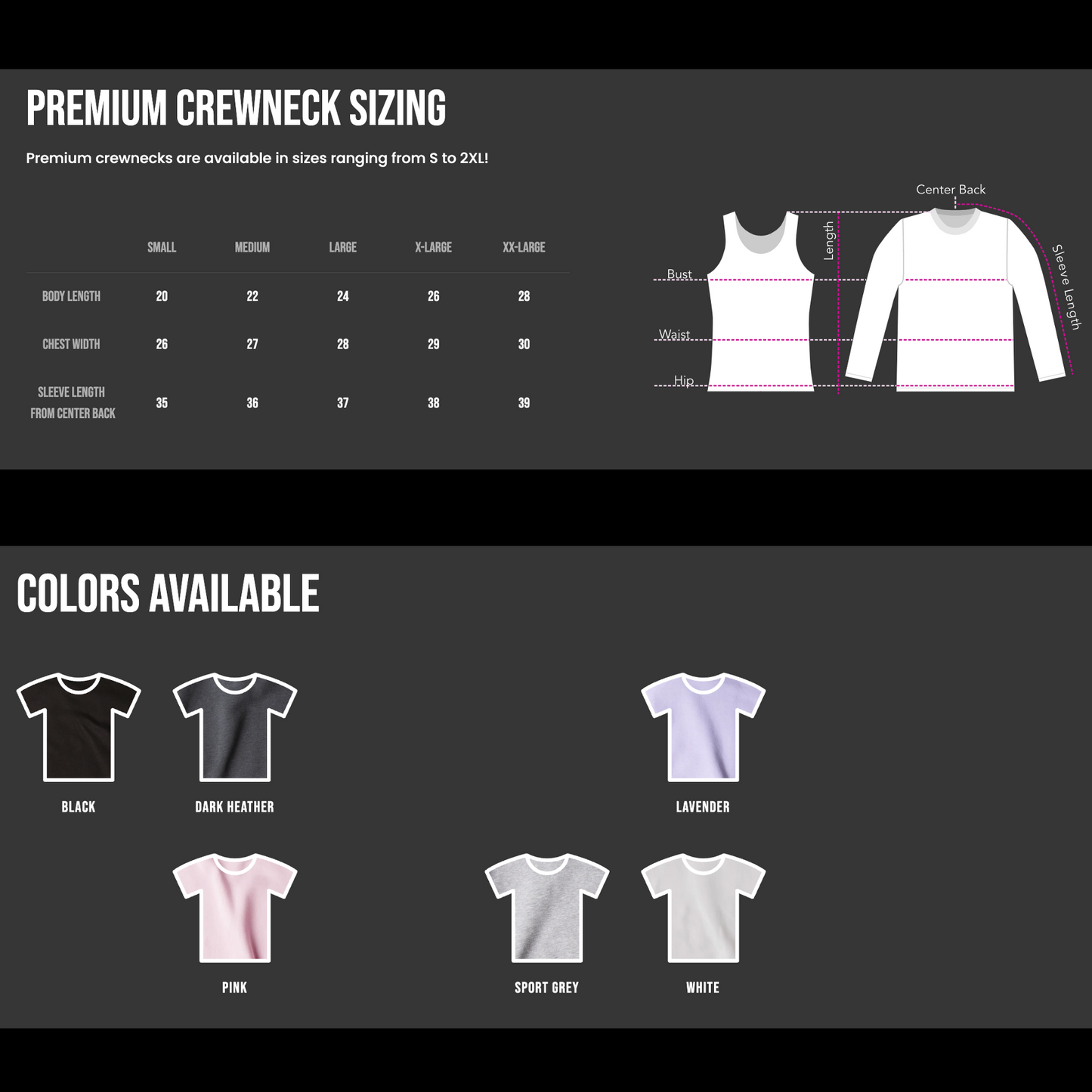 Premium Crewneck Size Guide