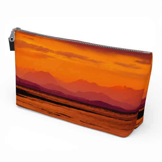 Pouch with a sunset design on a white background