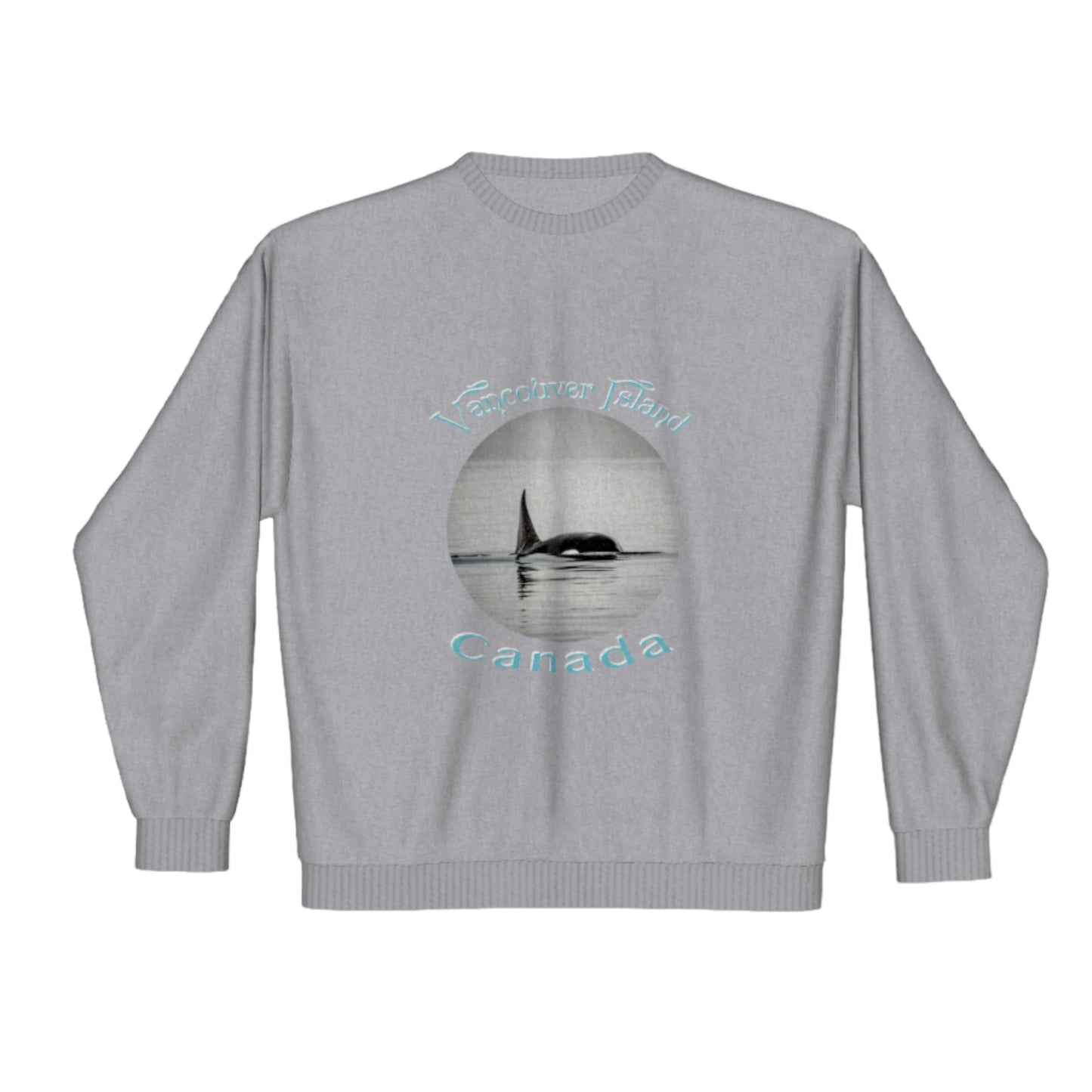 Orca Spray Vancouver Island Canada Premium Crewneck Sweatshirt. The image is of an orca exhaling while in the johnstone strait on Vancouver Island.
