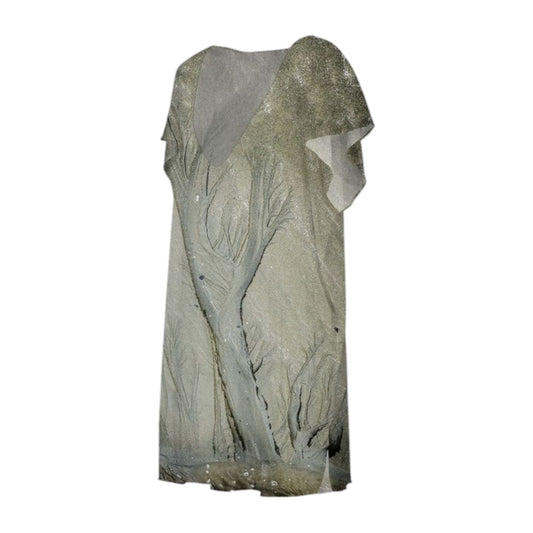 All over print beach dress image is of trees made in the sand.