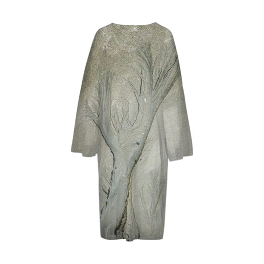 Back side All over print long sleeve kimono of sand imprint.