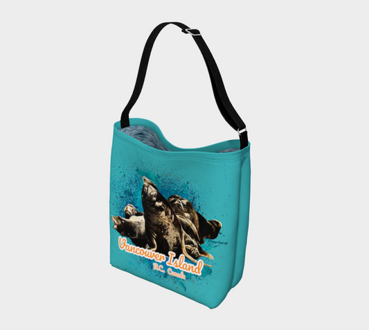 "What's Up?" Sea Lions Vancouver Island BC Canada Neoprene Day Tote: Souvenir Wildlife Bag