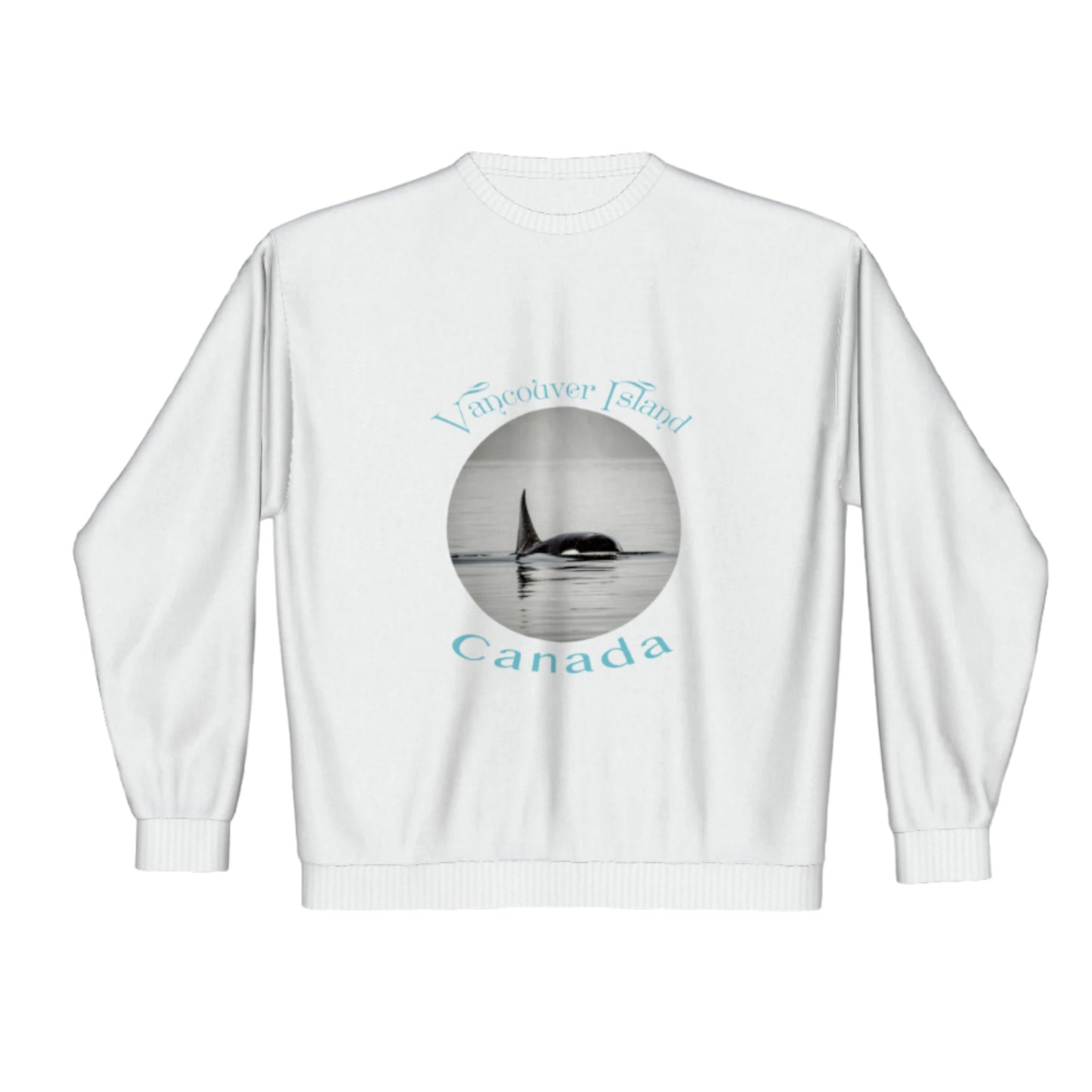 Orca Spray Vancouver Island Canada Premium Crewneck Sweatshirt. The image is of an orca exhaling while in the johnstone strait on Vancouver Island.