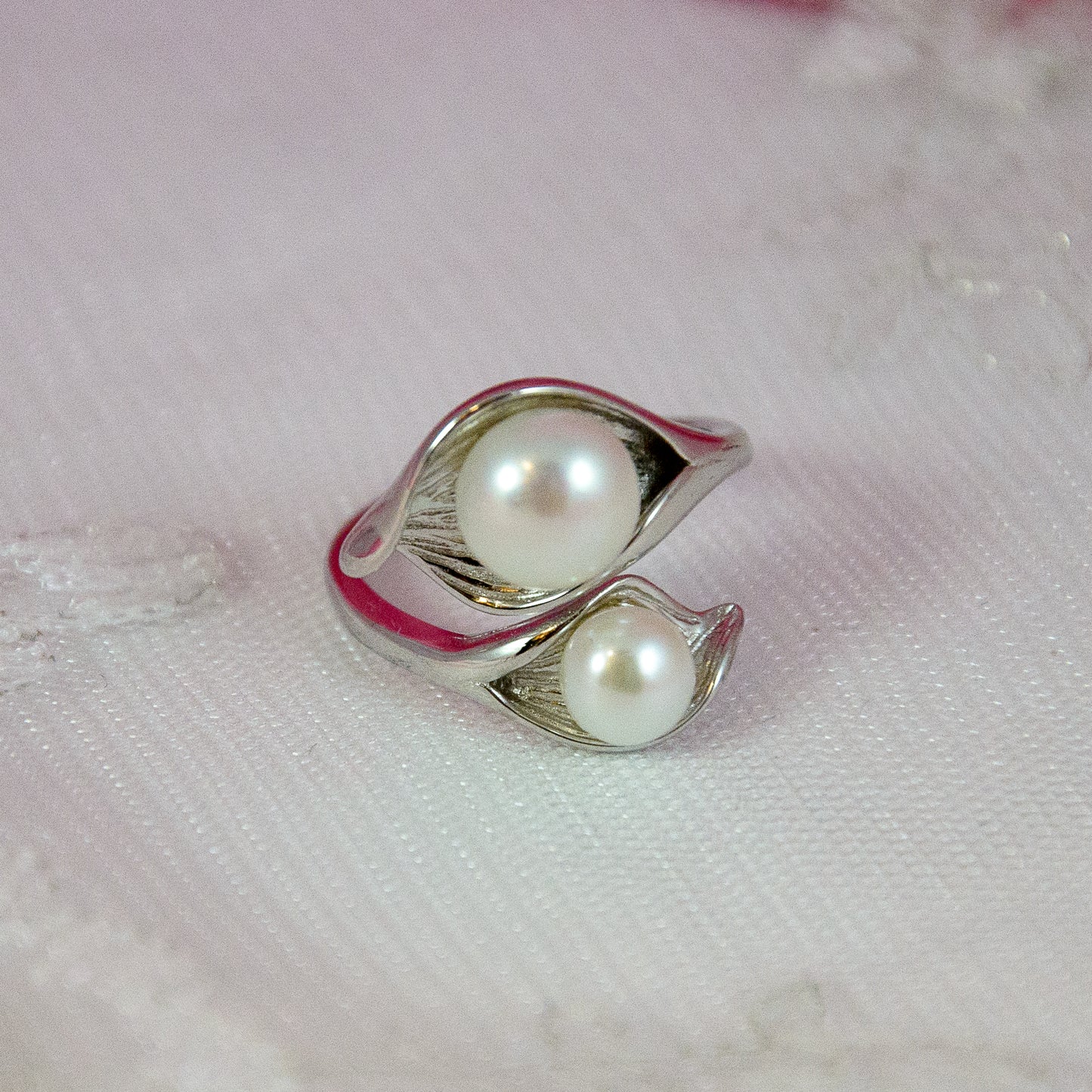 Lily of the Island Adjustable Freshwater White Pearl Ring
