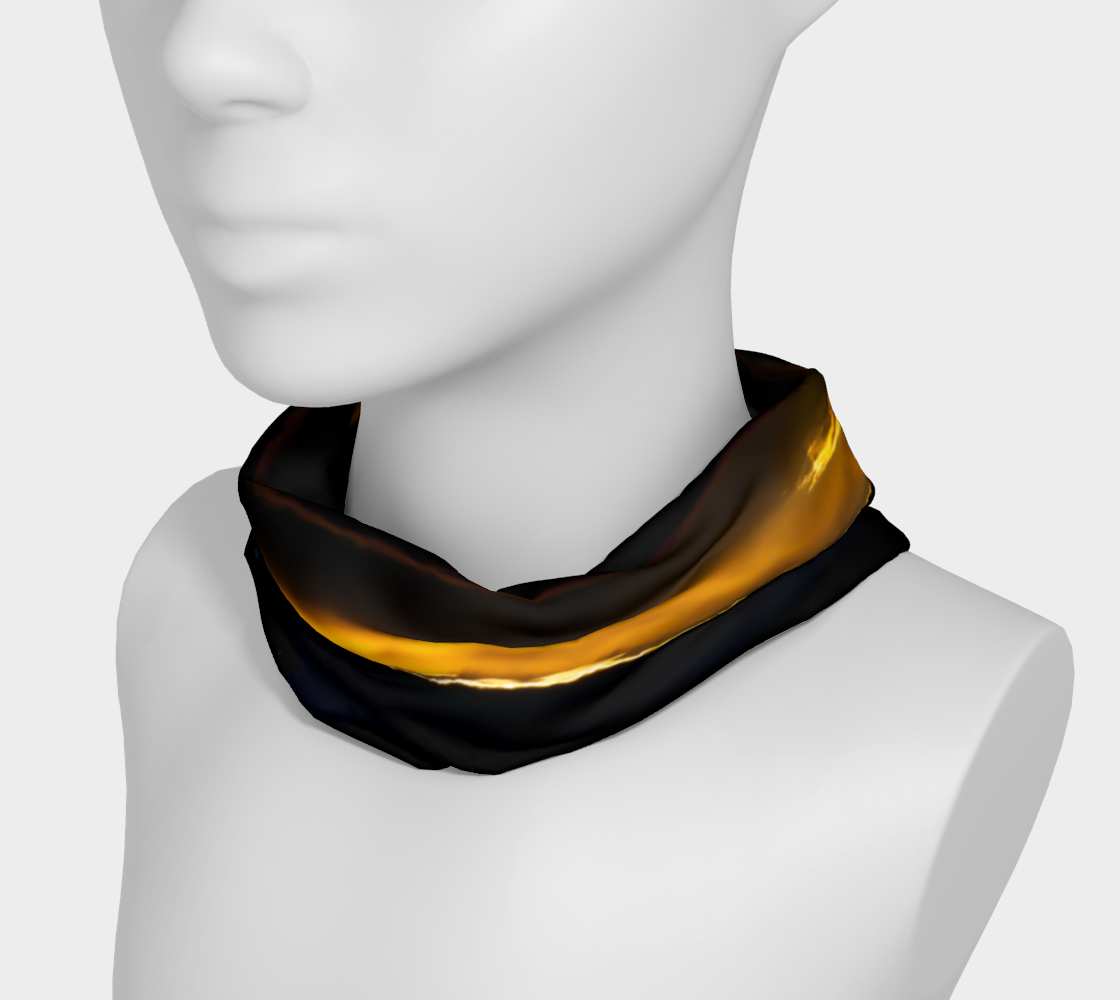 Headband and or neck gaiter features a image of a eagle perched high up in a tree as the sun sets over Parksville.