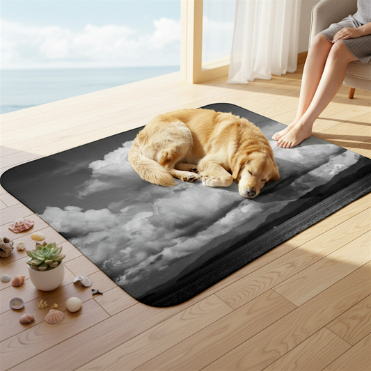 Van Isle Goddess Parksville Beach blanket featuring dramatic clouds over water and mountains. Soft polyester minky fabric.