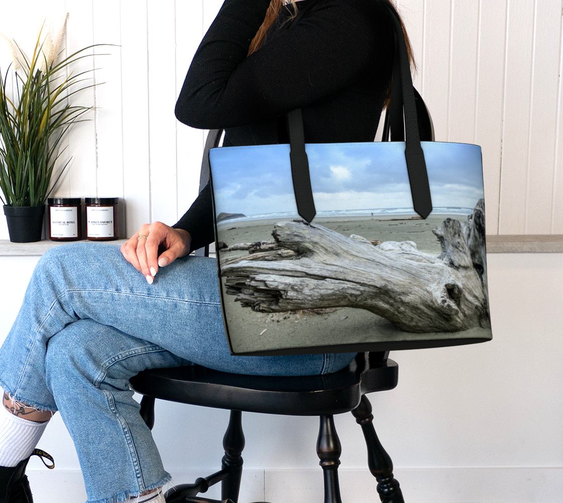 Long Beach Driftwood Tofino Vegan Leather Tote Bag