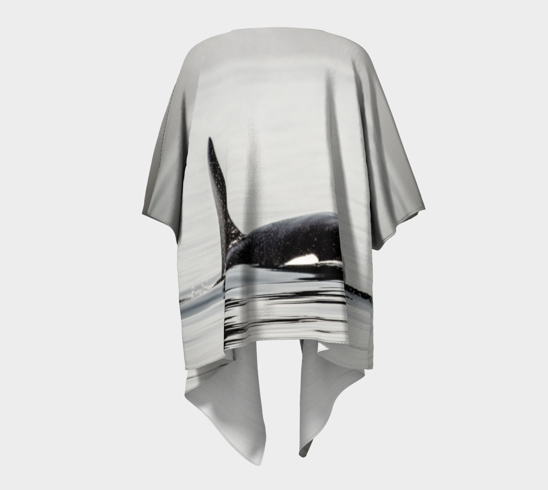 Back side of Orca spray draped kimono