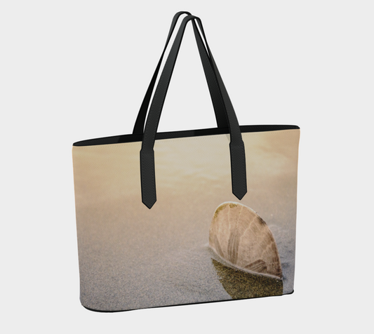 Standing in the Glow Sand Dollar Vegan Leather Tote Bag