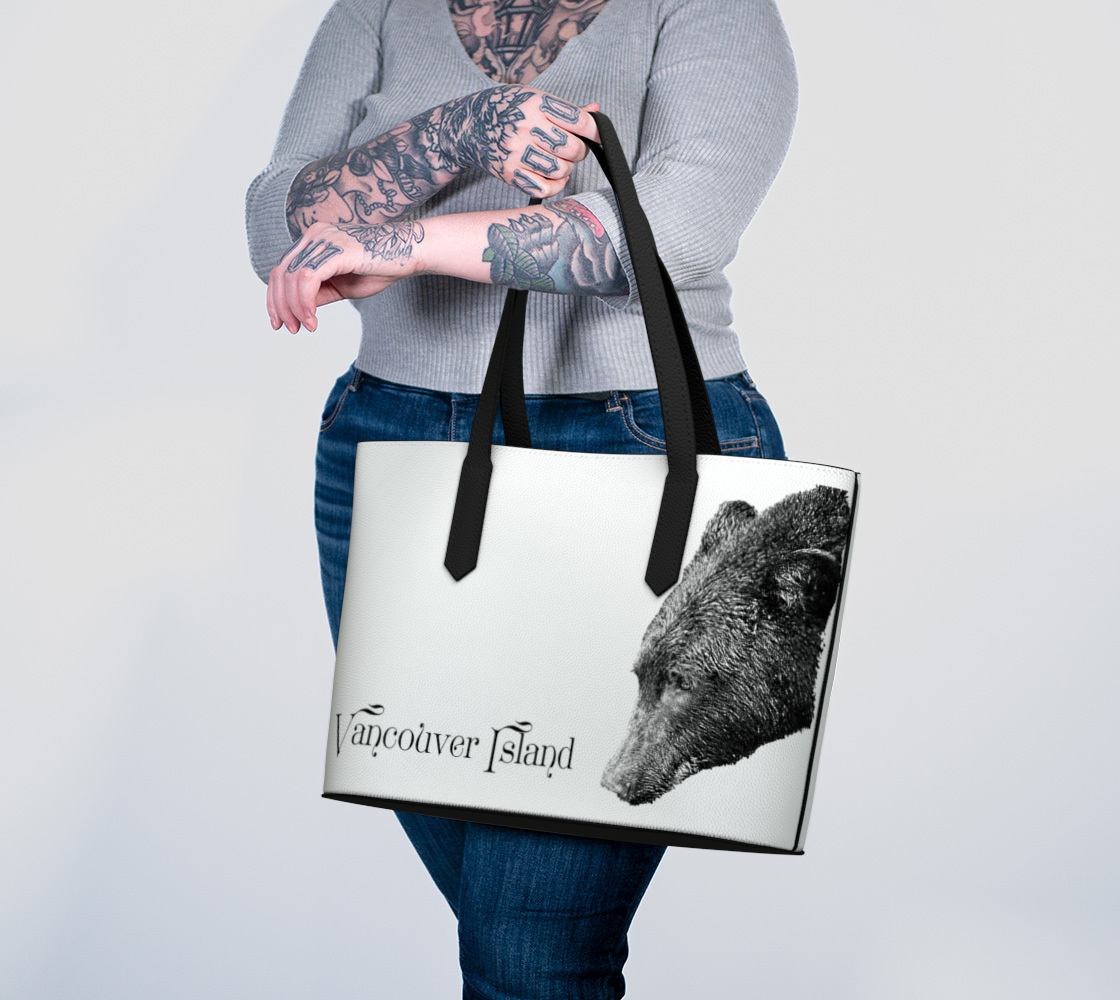 Vancouver Island Bear Vegan Leather Tote Bag