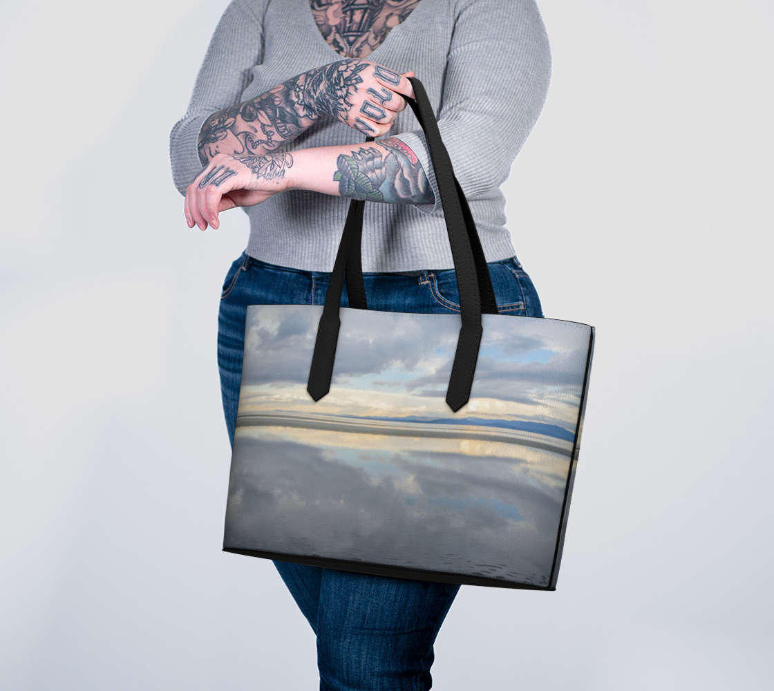 Light Language Vegan Leather Tote Bag