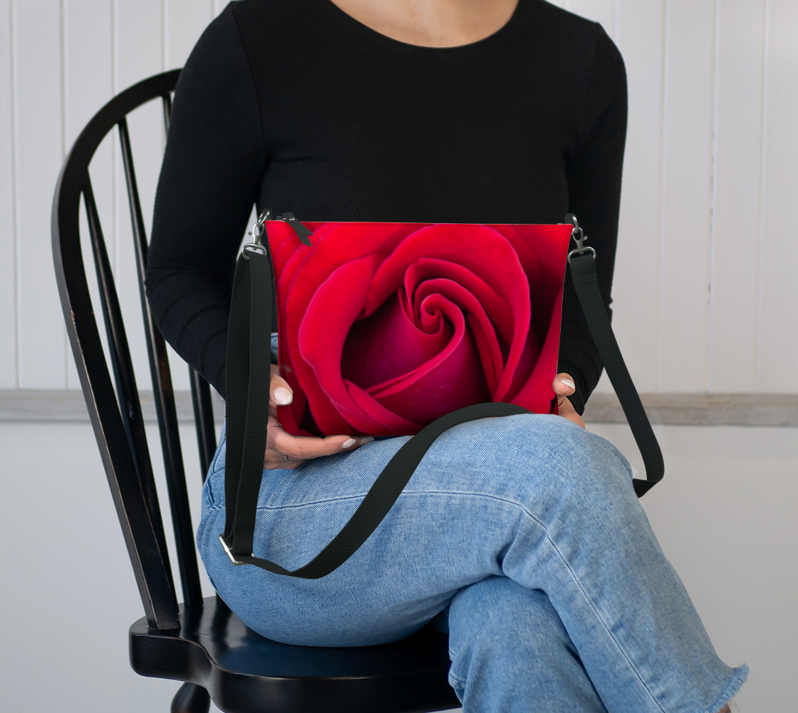 Red Red Rose Vegan Leather Crossbody Purse