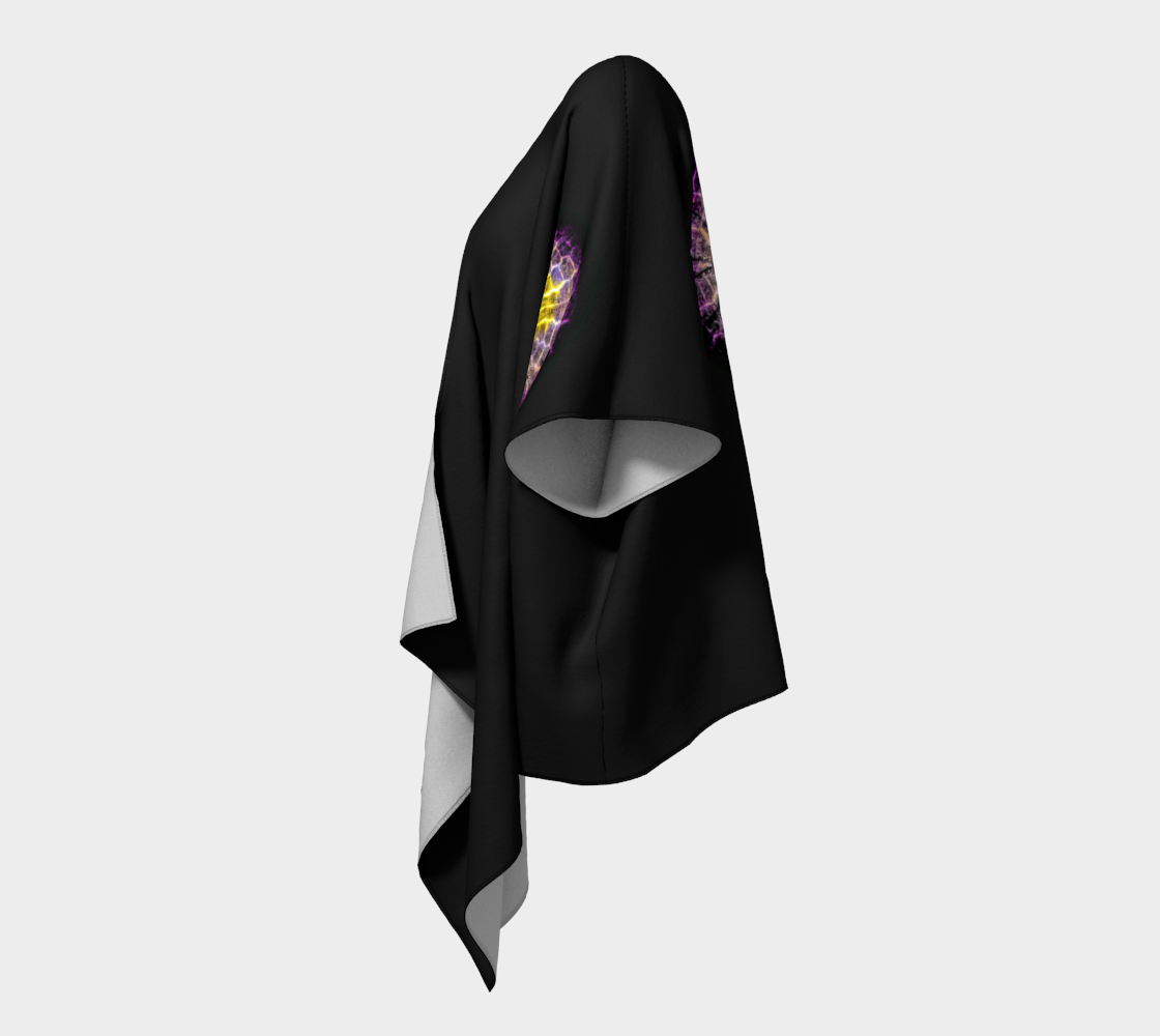 Left side of Spotlight Sand Dollar draped kimono.