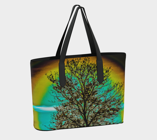 Island Tree Of Life Vegan Leather Tote Bag