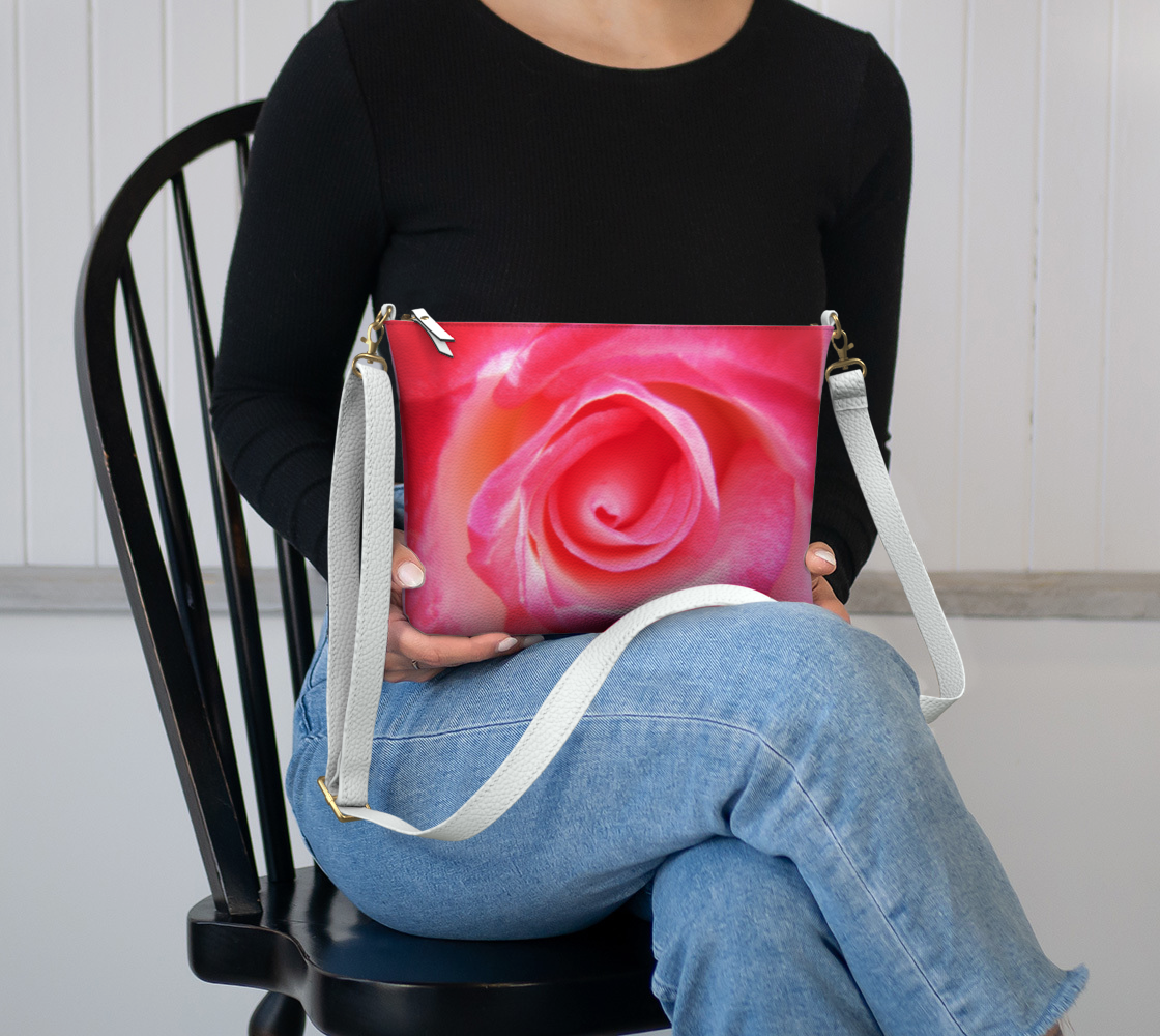 Sparkle Rose Vegan Leather Crossbody Purse