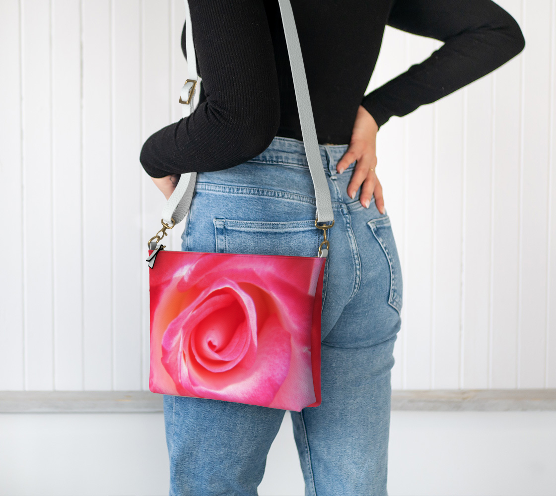 Sparkle Rose Vegan Leather Crossbody Purse