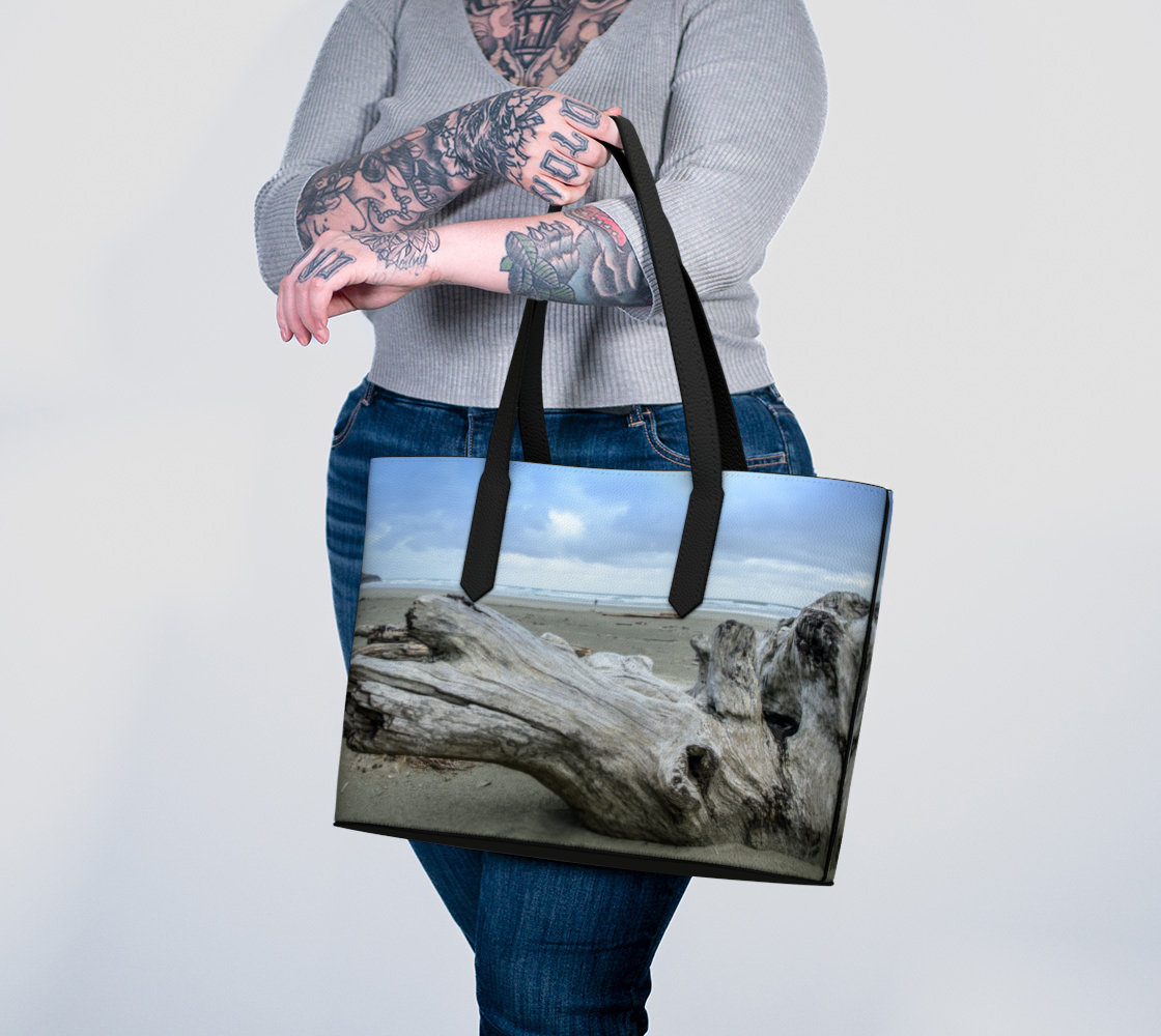 Long Beach Driftwood Tofino Vegan Leather Tote Bag