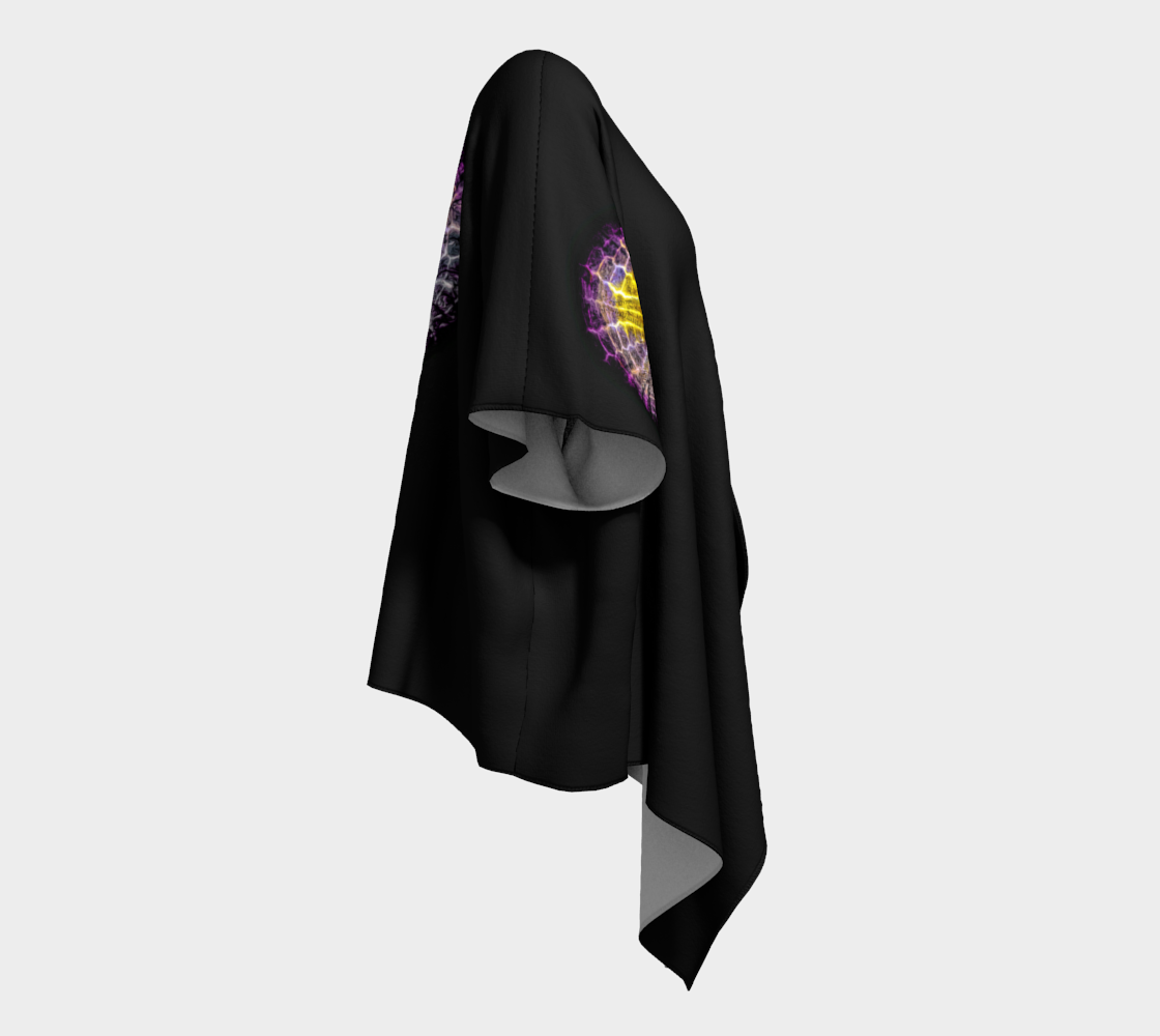 Right side of Spotlight Sand Dollar draped kimono.