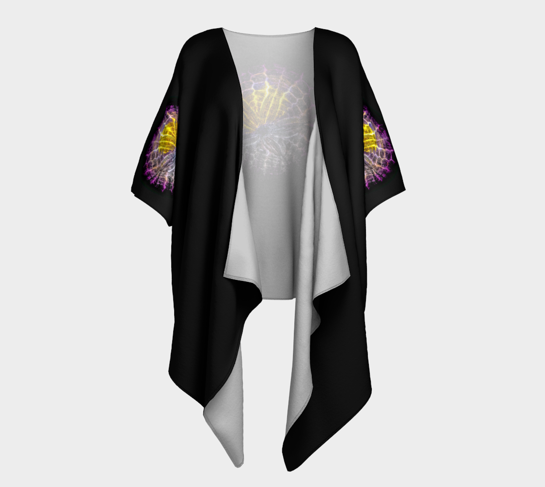 Front side of Spotlight Sand Dollar draped kimono.