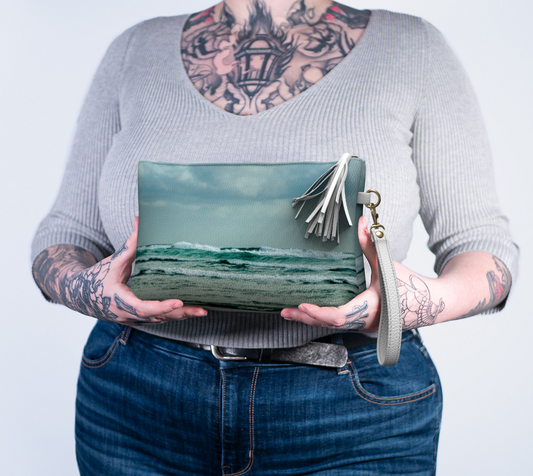 Ocean Calling Long Beach Tofino Vegan Leather Makeup Bag