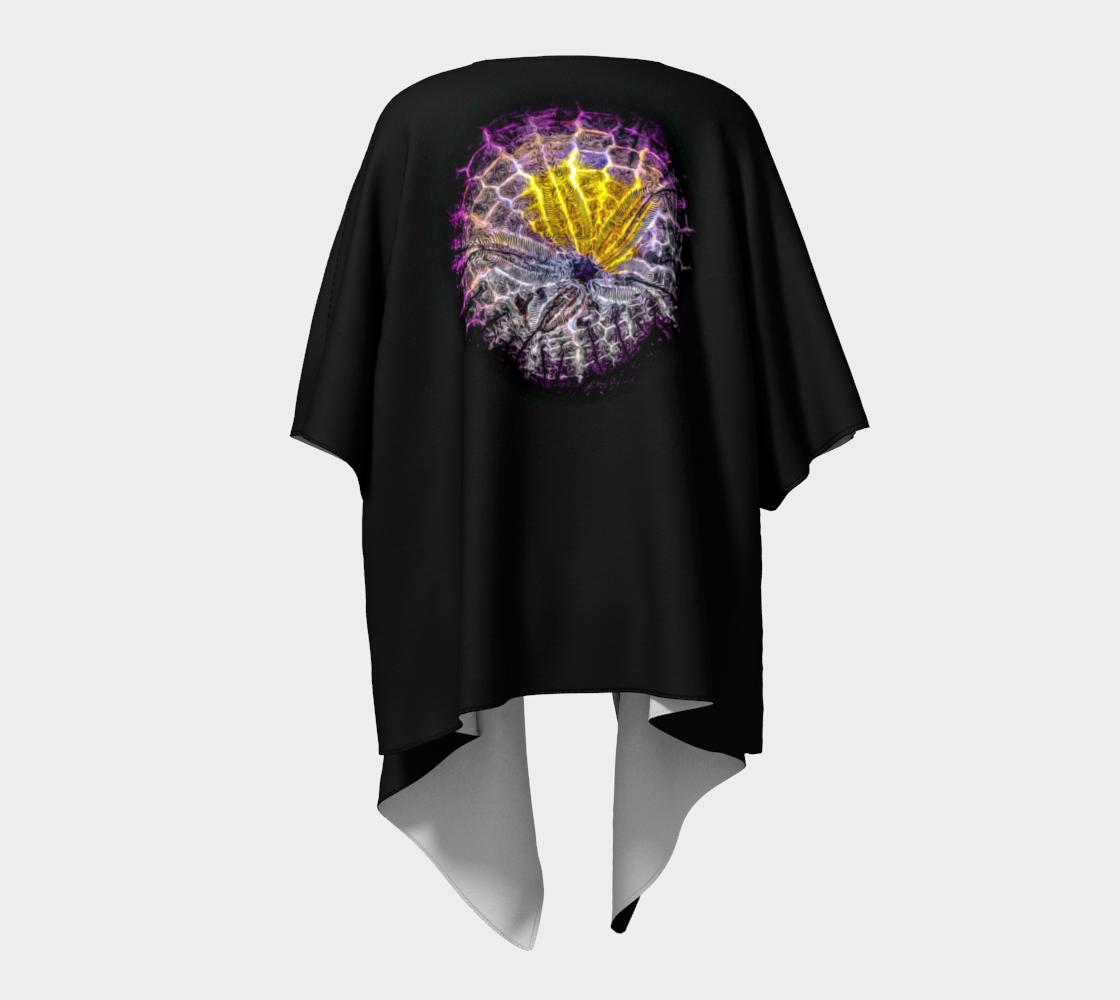 Back side of Spotlight Sand Dollar draped kimono.