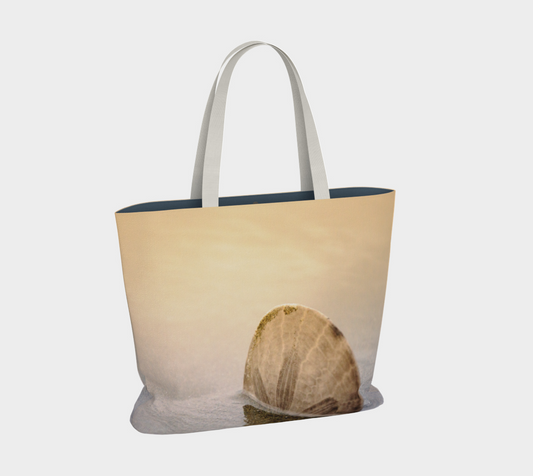 Van Isle Goddess Standing in the Glow Sand Dollar oversized Market Tote.