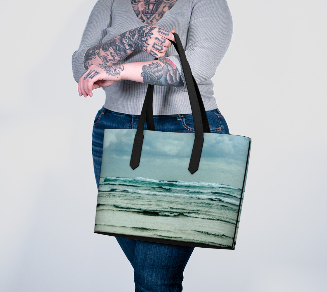 Ocean Calling Long Beach Tofino Vegan Leather Tote Bag